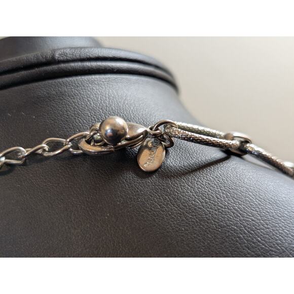 Chico's Designer Signed Chunky Silver Tone Bead Ball 1 to 2 Strand Necklace - Picture 7 of 9